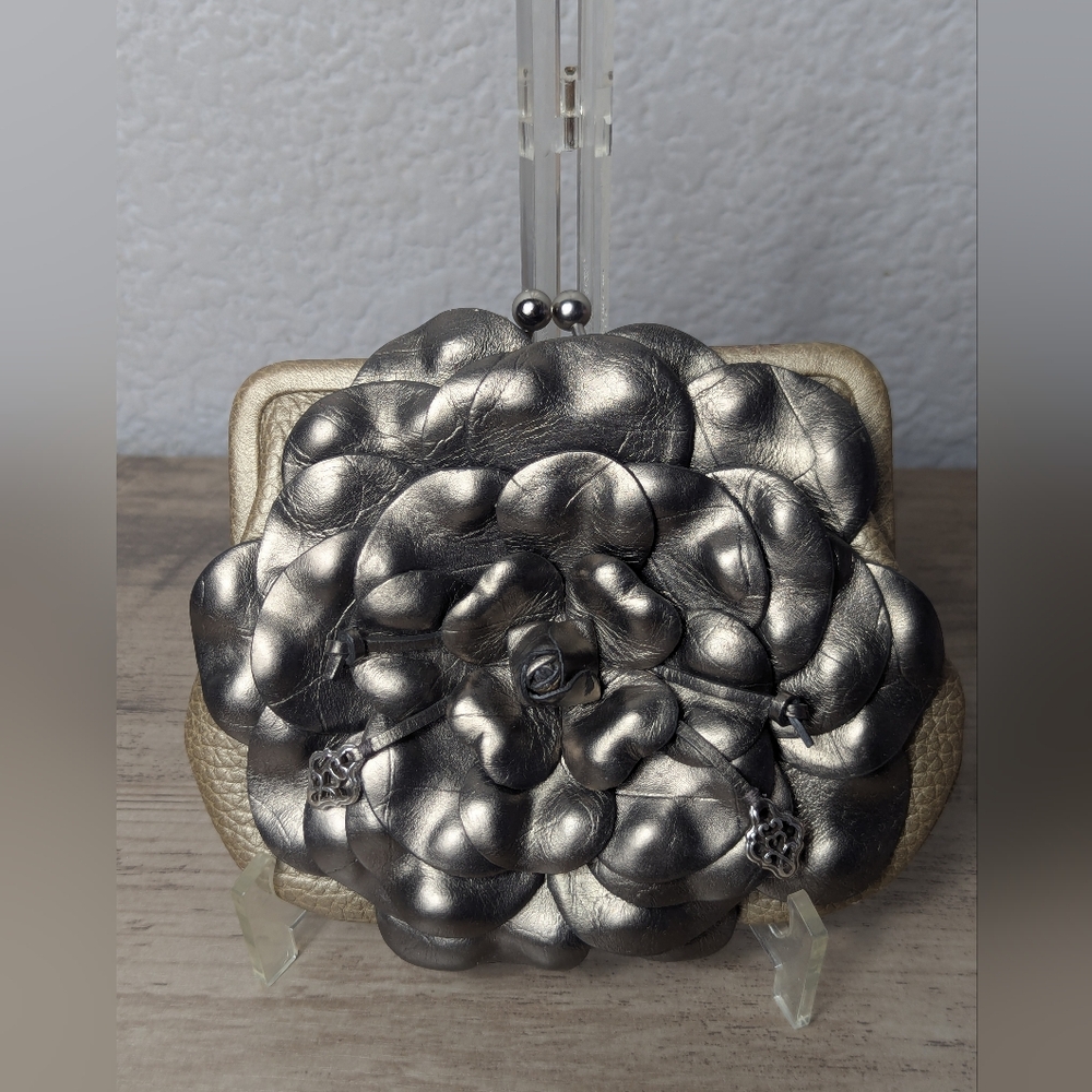 Brighton flower gold bronze silver coin clutch purse